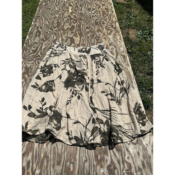 Grace‎ Elements Skirt Cotton Size 10 Floral Tan Brown Gold Floral Spring Zipper - Picture 2 of 8